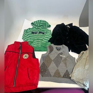 Kenneth Cole Reaction Green Striped Hooded Zip Sweater